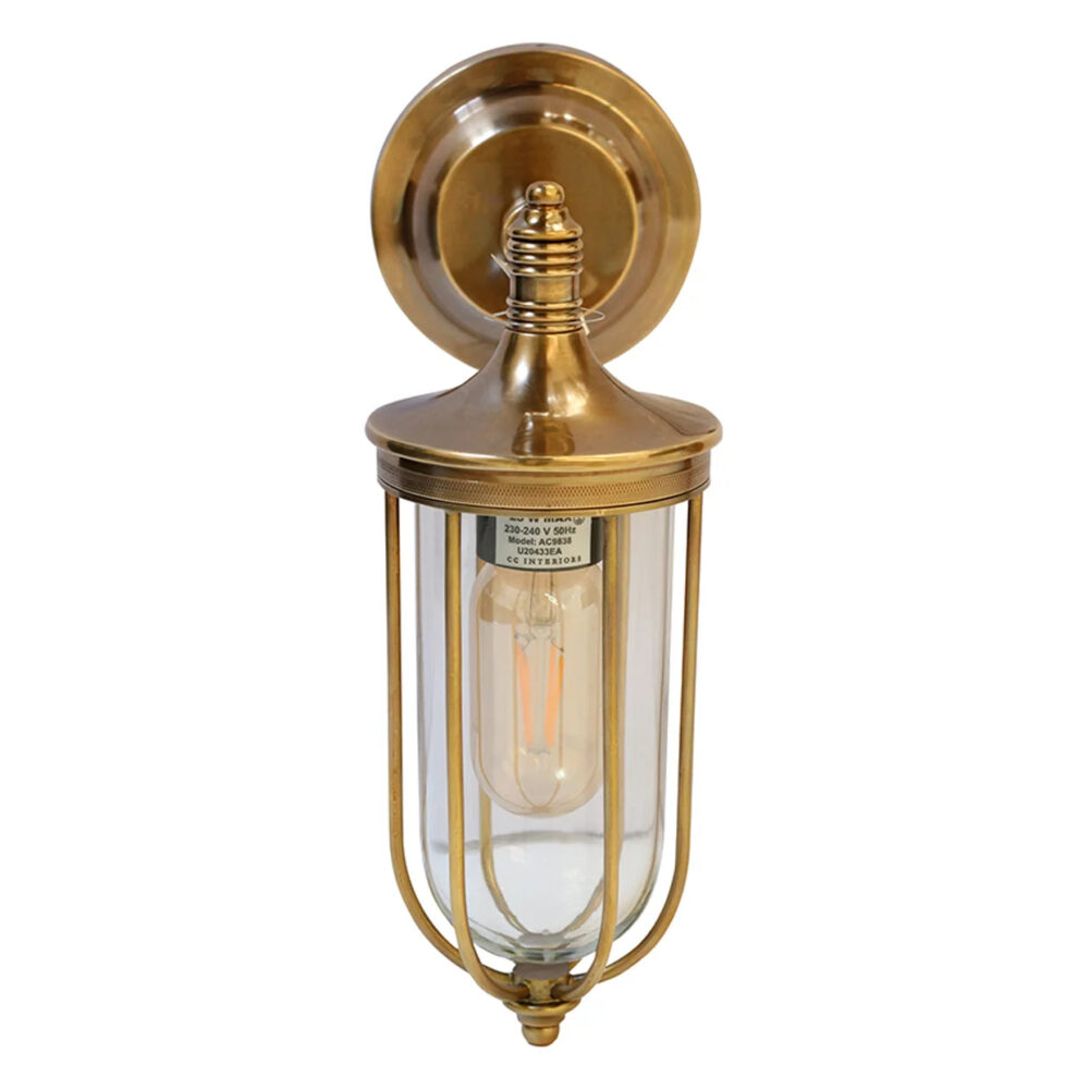 Basket Cage Wall Sconce | IP54 Outdoor | Antique Brass | H30cm, Depth 22cm - Image 2